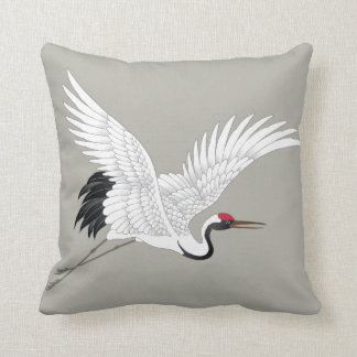 Japanese Red Crowned Crane Fine Art Throw Pillow