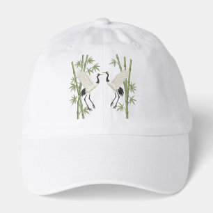 Japanese Red-Crowned Cranes Embroidery Bamboo gift Hat