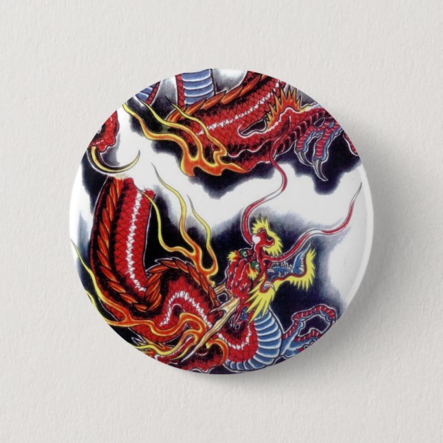 Japanese Red Dragon Button (Front)