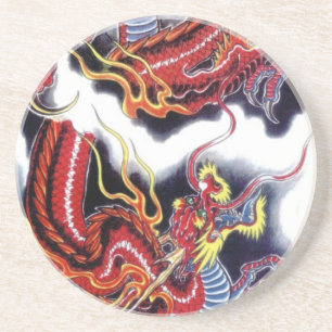 Japanese Red Dragon Drink Coaster
