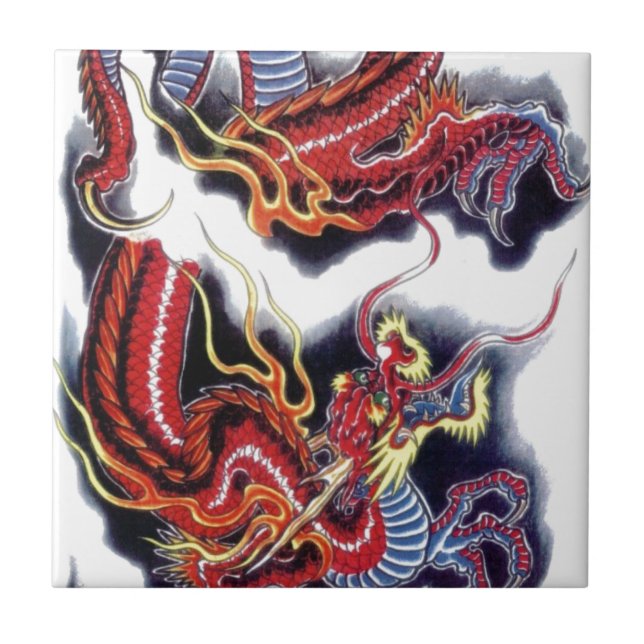 Japanese Red Dragon Tile (Front)
