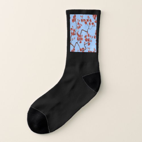 Japanese Red Flower Pattern Socks