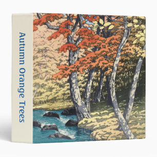 Japanese Red Maple River Shin-hanga Poster 3 Ring Binder