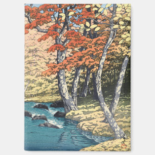 Japanese Red Maple River Shin-hanga Poster Magnet