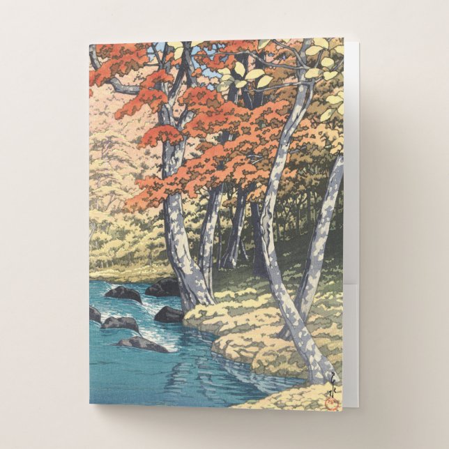 Japanese Red Maple River Shin-hanga Poster Pocket Folder (Front)
