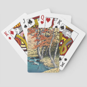 Japanese Red Maple River Shin-hanga Poster Poker Cards