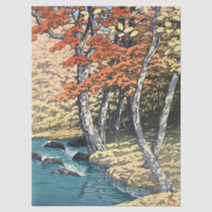Japanese Red Maple River Shin-hanga Poster Tissue Paper