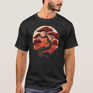 Japanese Red Moon Miniature tree on Bonsai Tree T-Shirt