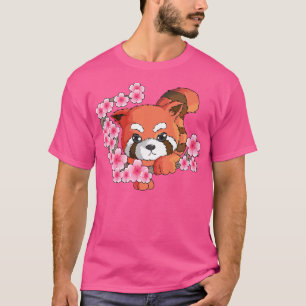 Japanese Red Panda Cherry Blossom Tree Fan Bamboo T-Shirt