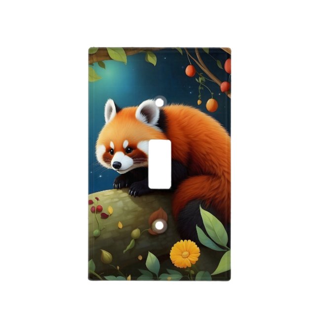 Japanese Red Panda Light Switch Cover (Front)