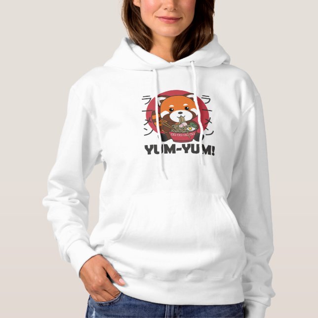 Japanese Red Panda Ramen Kawaii Noodles Hoodie (Front)