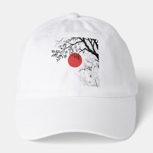 Japanese Red Sun & Brush Tree Art Hat