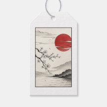 Japanese Red Sun Cherry Blossom Landscape
