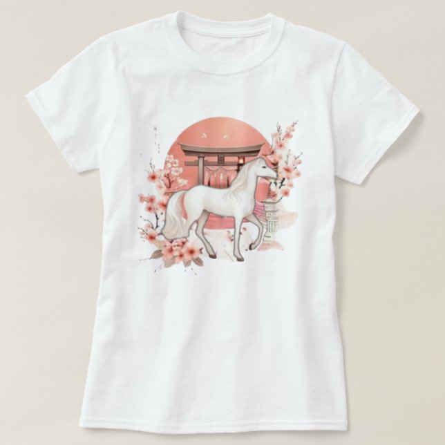 Japanese Red Sun Torii & White Horse – Women’s T-s T-Shirt (Design Front)