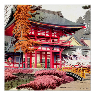 Japanese Red Temple Spring Poster