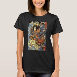 Japanese Retro Arrow Injured Samurai Riding Sea Cr T-Shirt