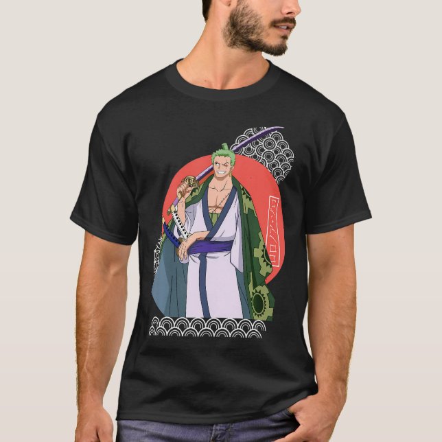 Japanese Retro Art Zoro Anime Graphic T-Shirt (Front)