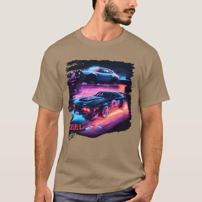 Japanese Retro Car Racing Drifting Art JDMuning vi T-Shirt (Front)