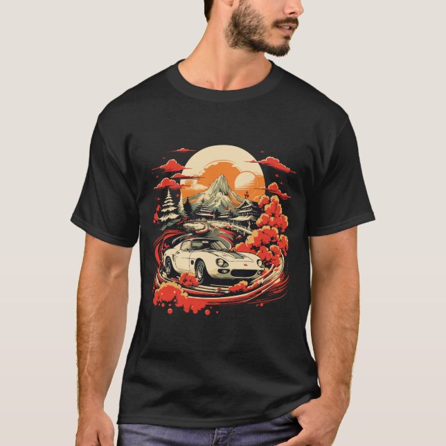 Japanese Retro Car Racing - Retro Japanese Theme T-Shirt (Front)