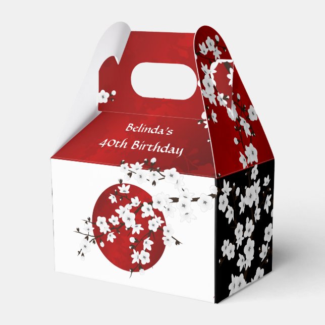 Japanese Rising Sun | Thank You  Birthday Favor Boxes (Front Side)