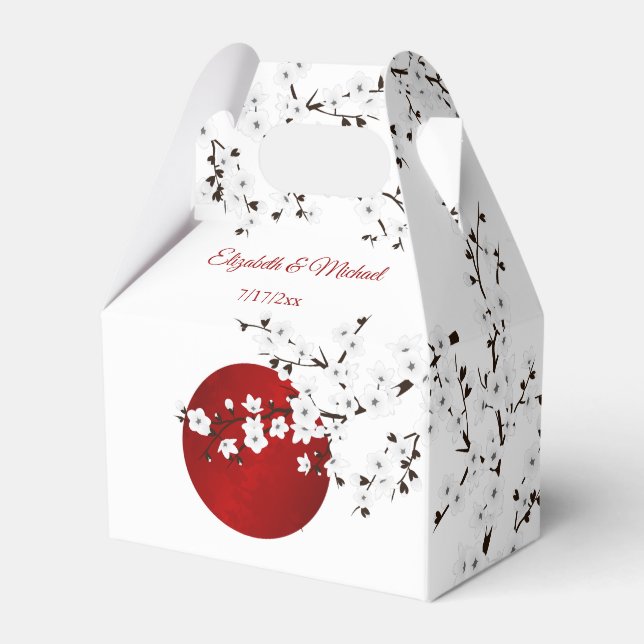 Japanese Rising Sun Thank You Wedding Favor Boxes (Front Side)