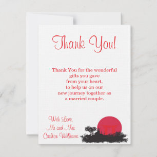 Japanese Rising Sun Wedding Flat Thank You Card