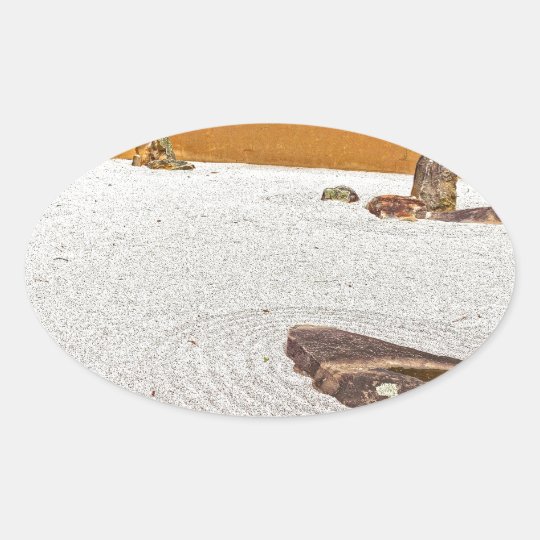 Japanese Rock Garden Oval Sticker