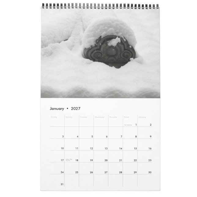 Japanese Roof Tile Calendar (Jan 2027)