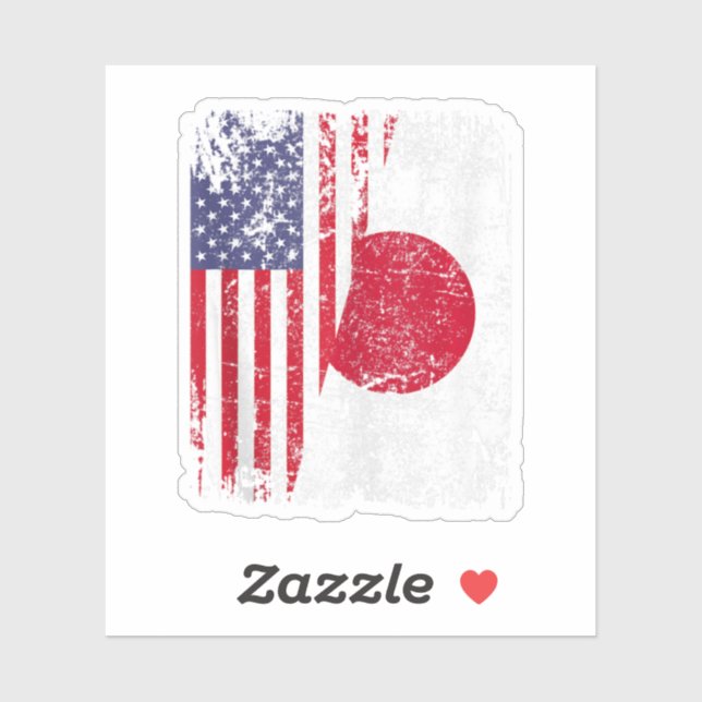 Japanese Roots Half American Flag Japan Sticker (Sheet)