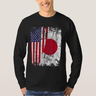 JAPANESE ROOTS Half American Flag JAPAN T-Shirt