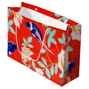 Japanese Rose Flower Design Large Gift Bag