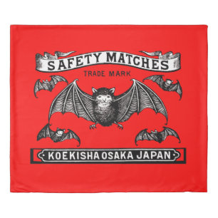 Japanese Safety Matches Art Bats Duvet Cover