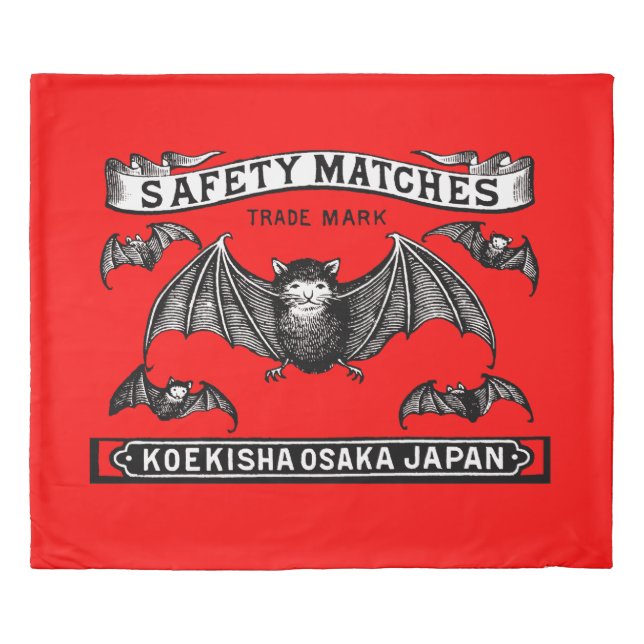Japanese Safety Matches Art Bats Duvet Cover (Front)