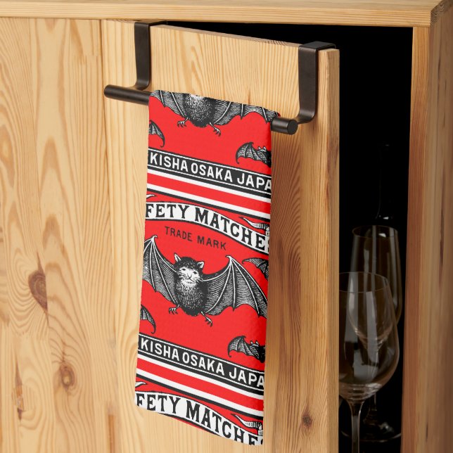 Japanese Safety Matches Art Bats Kitchen Towel (Thirds Fold)