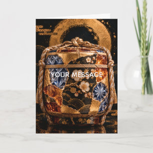 Japanese Sake Barrel Kintsugi Art Personalized Card