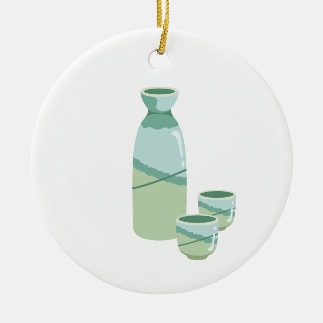 Japanese Sake Ceramic Ornament (Front)