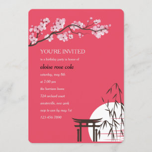 Japanese Sakura Birthday Party Invitation