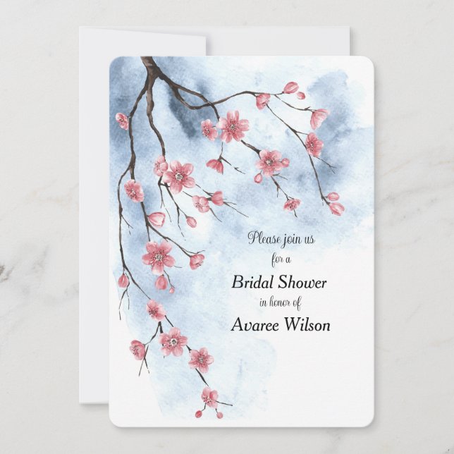 Japanese Sakura Blossoms Branch Blue sky Announcement (Front)