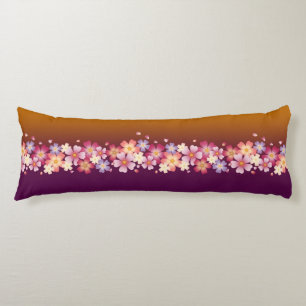 Japanese Sakura Blossoms Gold & PLum Body Pillow