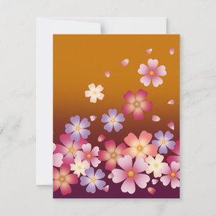 Japanese Sakura Blossoms Gold & PLum Note Card