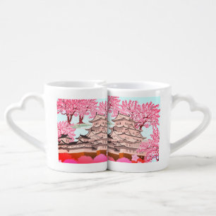 Japanese Sakura Castle Art – Cherry Blossom Spring Coffee Mug Set