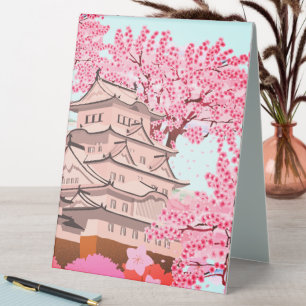 Japanese Sakura Castle Art – Cherry Blossom Spring Table Tent