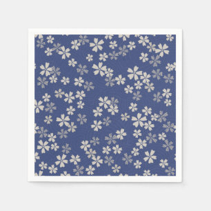 Japanese sakura cherry blossom blue white napkins