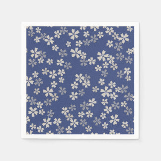 Japanese sakura cherry blossom blue white napkins
