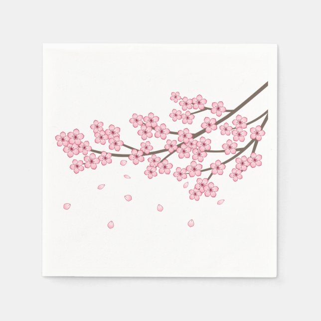 Japanese Sakura Cherry Blossom Branch Napkins (Front)