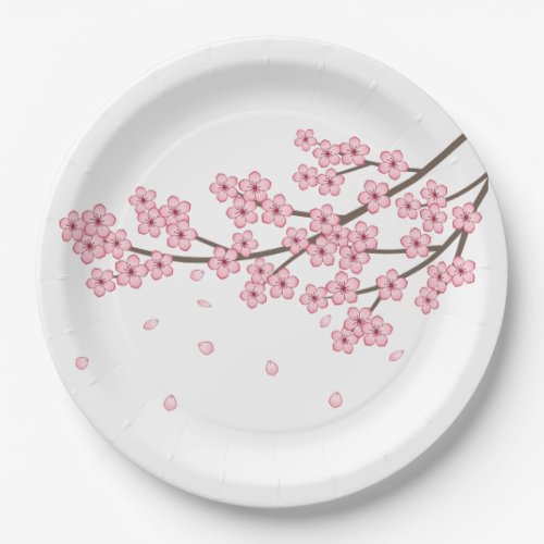Japanese Sakura Cherry Blossom Branch Paper Plates