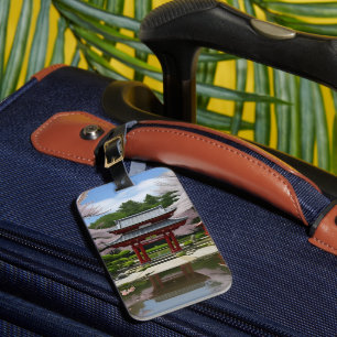 Japanese Sakura Cherry Blossom Garden Shrine Pond Luggage Tag
