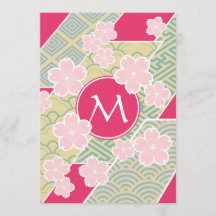 Japanese Sakura Cherry Blossoms Geometric Patterns