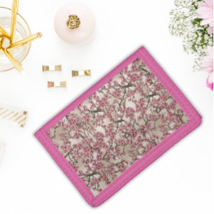 Japanese Sakura Cherry Blossoms Pink Tri-fold Wallet