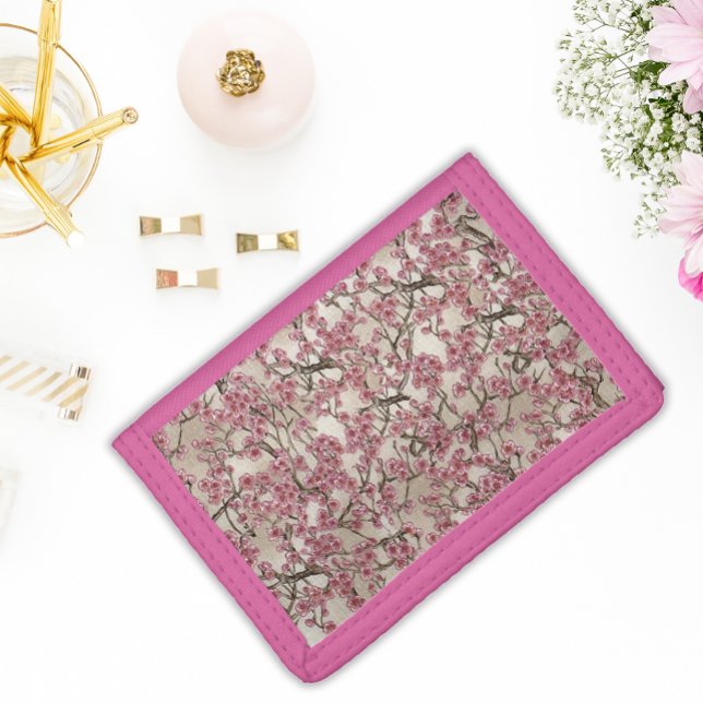 Japanese Sakura Cherry Blossoms Pink Trifold Wallet (Creator Uploaded)